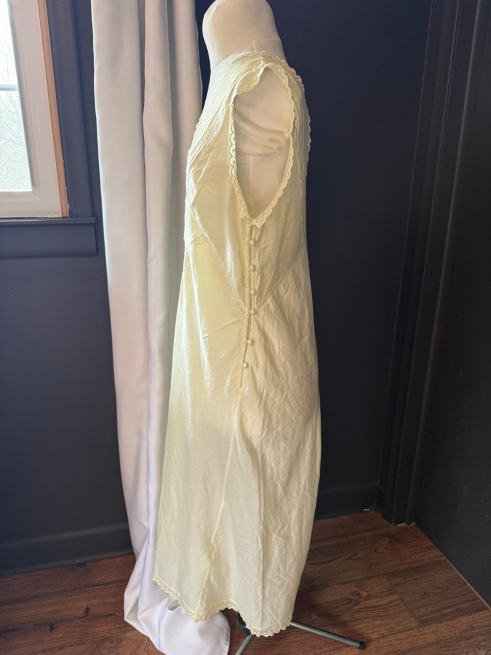Free People Intimately pastel yellow Sleeveless V-Neck lace slip silk Dress - Picture 7 of 15